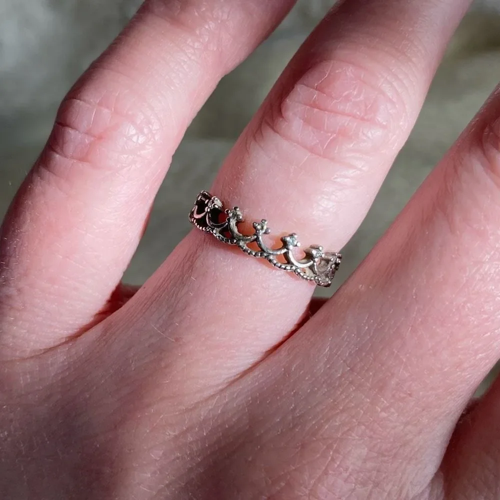 Sterling Silver Crown Ring Sz 5